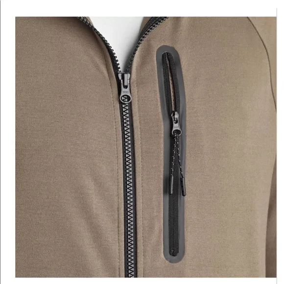 Men’s Member’s Mark Full Zip Luxe Hoodie.  Size S.  Bungee Cord color (Tan) - Picture 2 of 5